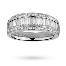 Brilliant and baguette cut 0.97 total carat weight diamond set eternity ring set in 18 carat white gold