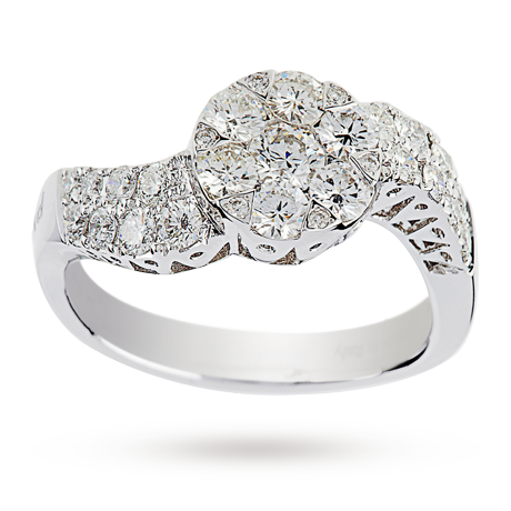 ... 80 total carat weight diamond twist ring set in 18 carat white gold